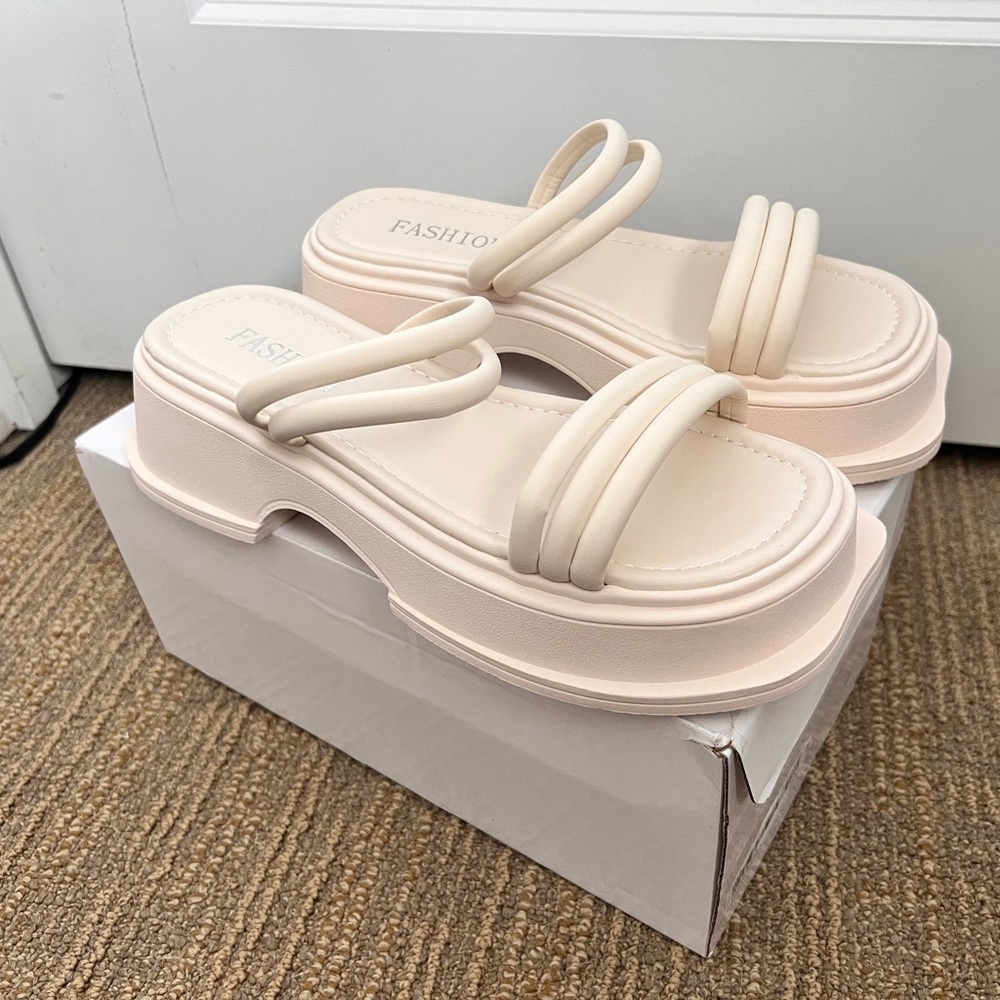 BRAND NEW- cream color platform sandals